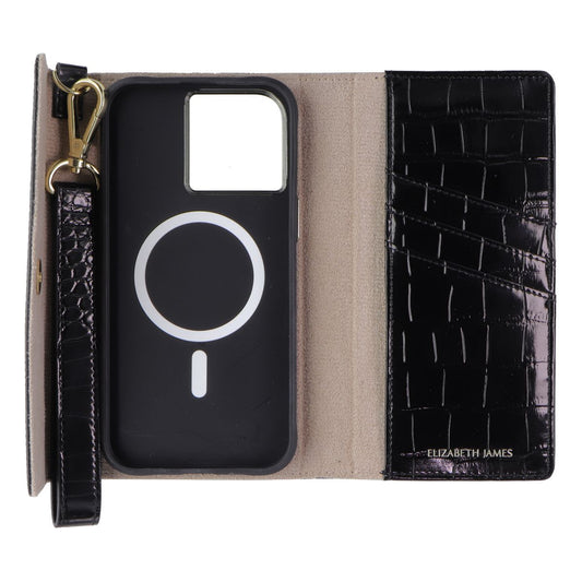 Elizabeth James Wristlet Folio for MagSafe for iPhone 15 Pro Max - Black Croc (2)