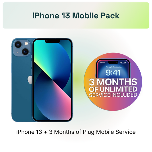 Apple iPhone 13 + 3-Month 20GB Mobile Plan on Plug Pack