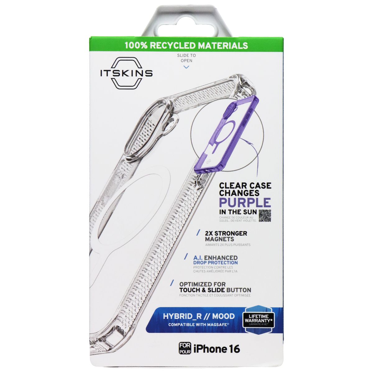 ITSKINS Hybrid_R // Mood Case for MagSafe for Apple iPhone 16 - Clear / Purple (6)