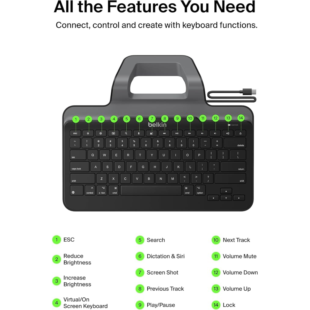 Belkin B2B130 Wired Tablet Keyboard with Stand (Lightning Connector)