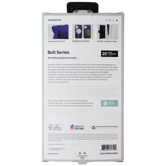 ZIZO Bolt Series Bundle (MagSafe Case/Holster/Screen) for Apple iPhone 16 - Blue - New (2)