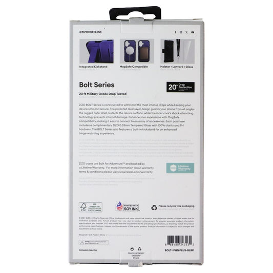ZIZO Bolt Series Bundle (MagSafe Case/Holster/Screen) for iPhone 16 Plus - Blue (2)