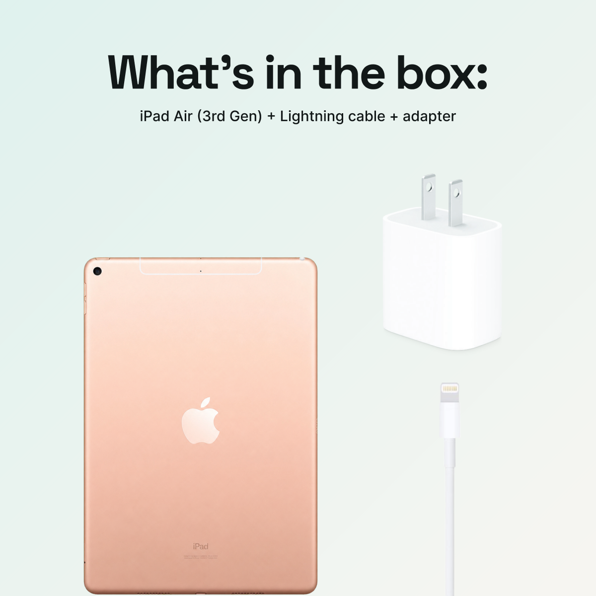 iPad Air 3rd Gen Gold Wi-Fi and Cellular what's in the box