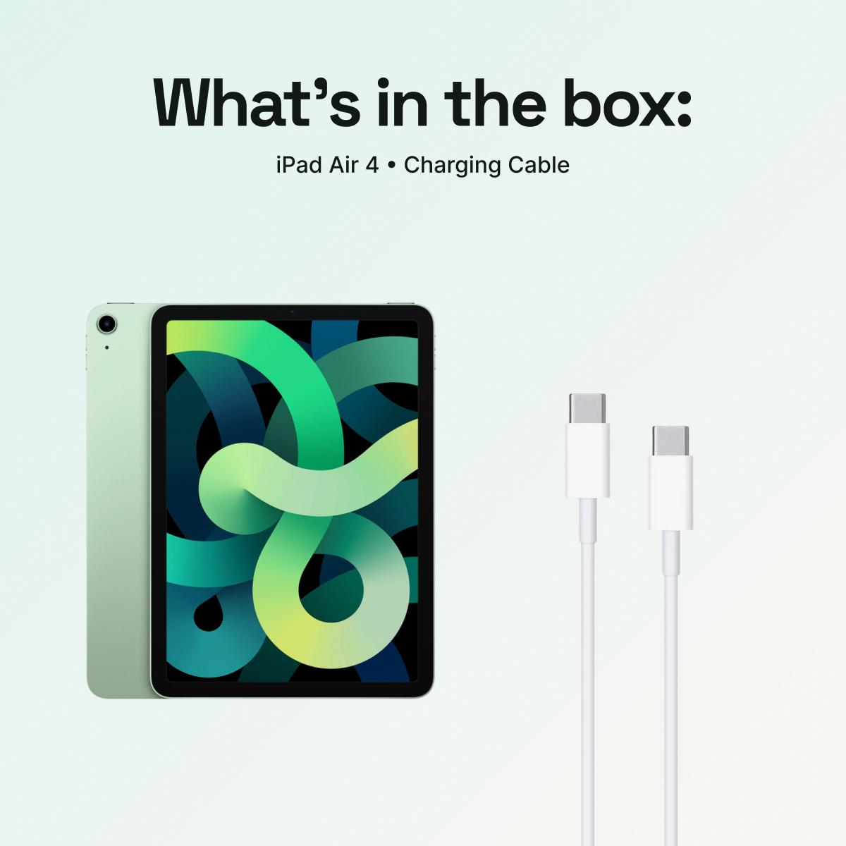 What’s in the box: iPad Air 4 and charging cable; no power cube