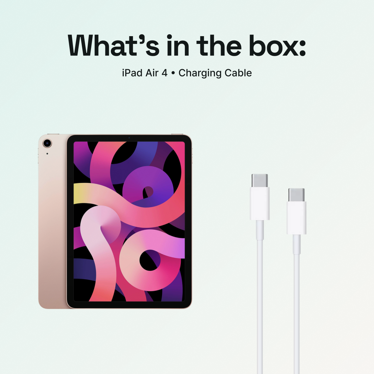 What’s in the box: iPad Air 4 and charging cable; no power cube