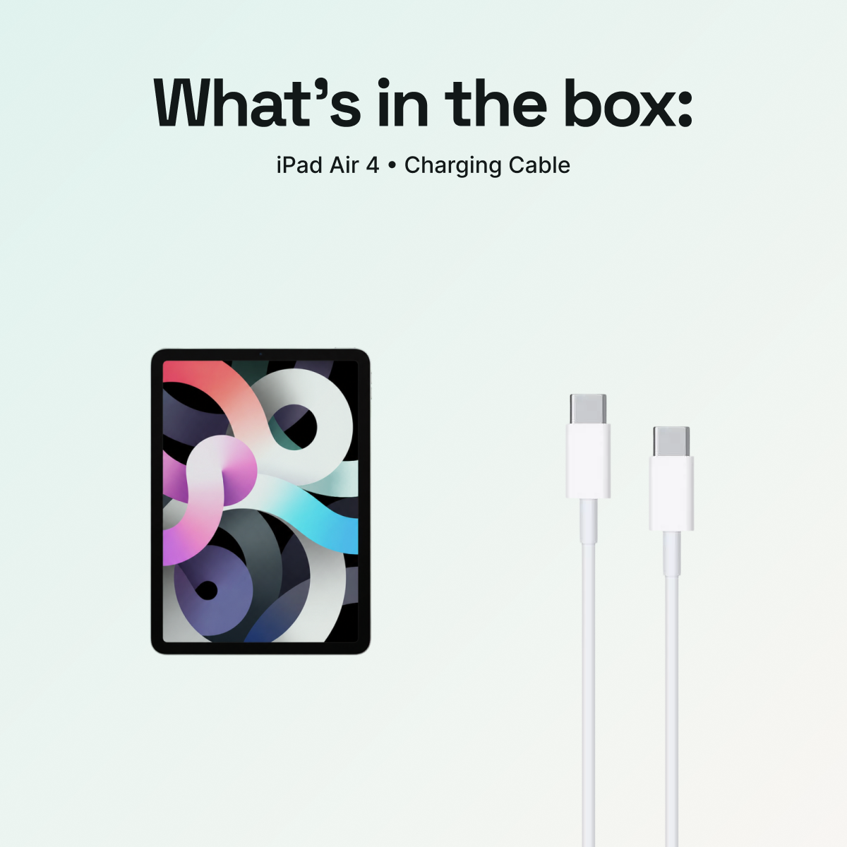 What’s in the box: iPad Air 4 and charging cable; no power cube