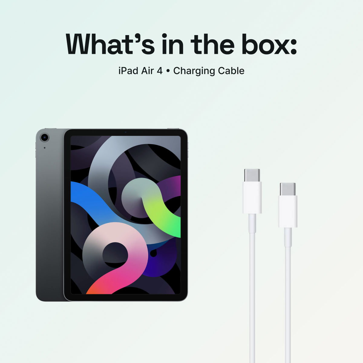 What’s in the box: iPad Air 4 and charging cable; no power cube