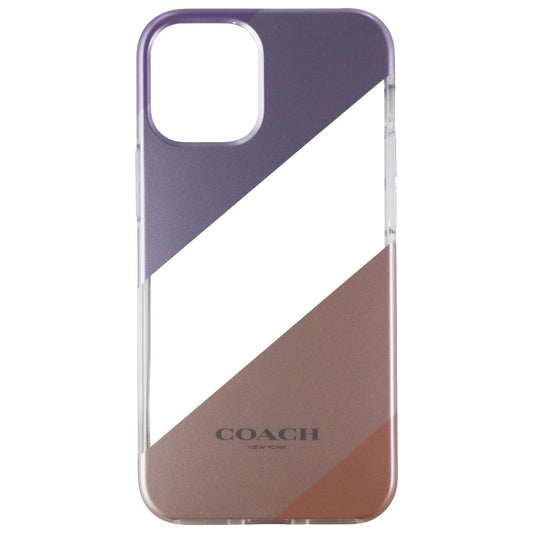Coach Protective Case for iPhone 12 mini - Diagonal Stripe Metallic Pink/Purple (2)