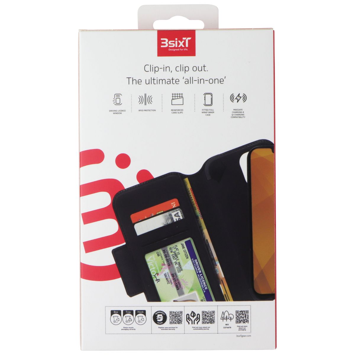 3SIXT DuoFolio Series Fold Wallet Case for Apple iPhone 13 Pro - Black (2)