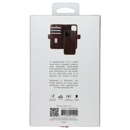 Lynge Full-Grain 2-in-1 Wallet + Magnetic Case for iPhone 11 Pro Max - Brown (2)