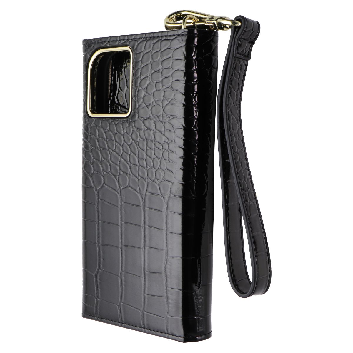 Elizabeth James Wristlet Folio for MagSafe for iPhone 15/14/13 - Black Croc - New