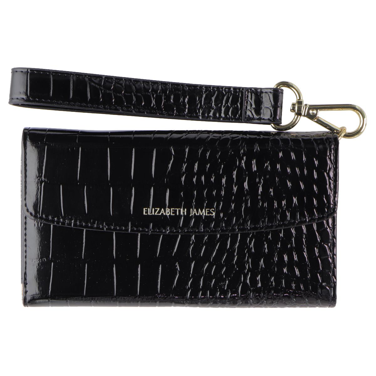 Elizabeth James Wristlet Folio for MagSafe for iPhone 15/14/13 - Black Croc - New (2)