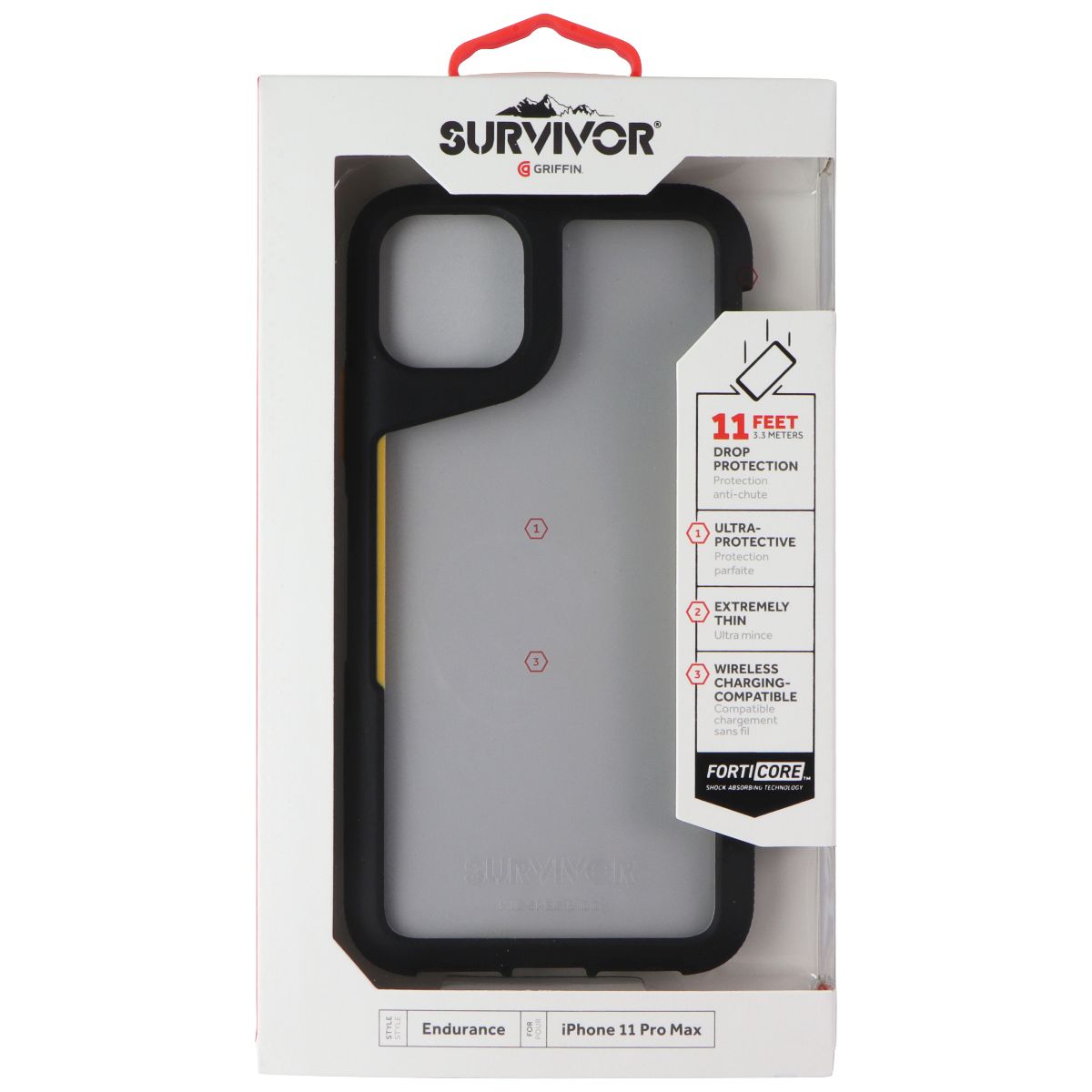 Griffin Survivor Endurance Case for Apple iPhone 11 Pro Max - Black / Citrus