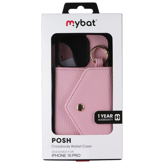 MyBat Posh Leather Crossbody Wallet Case for Apple iPhone 16 Pro - Pink