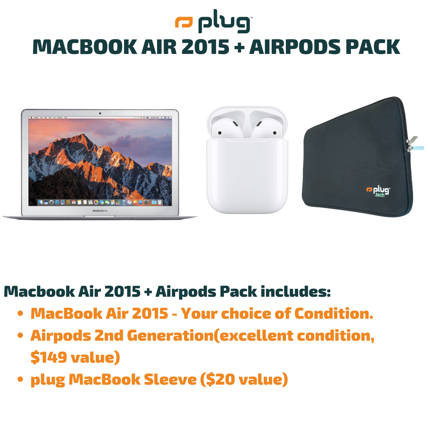 MacBook Air 2015 + Airpods Pack