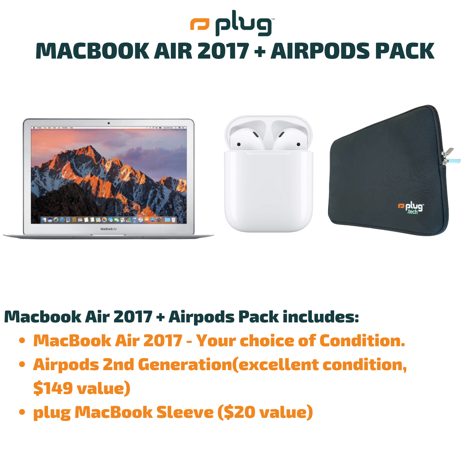 MacBook Air 2017 + Airpods Pack