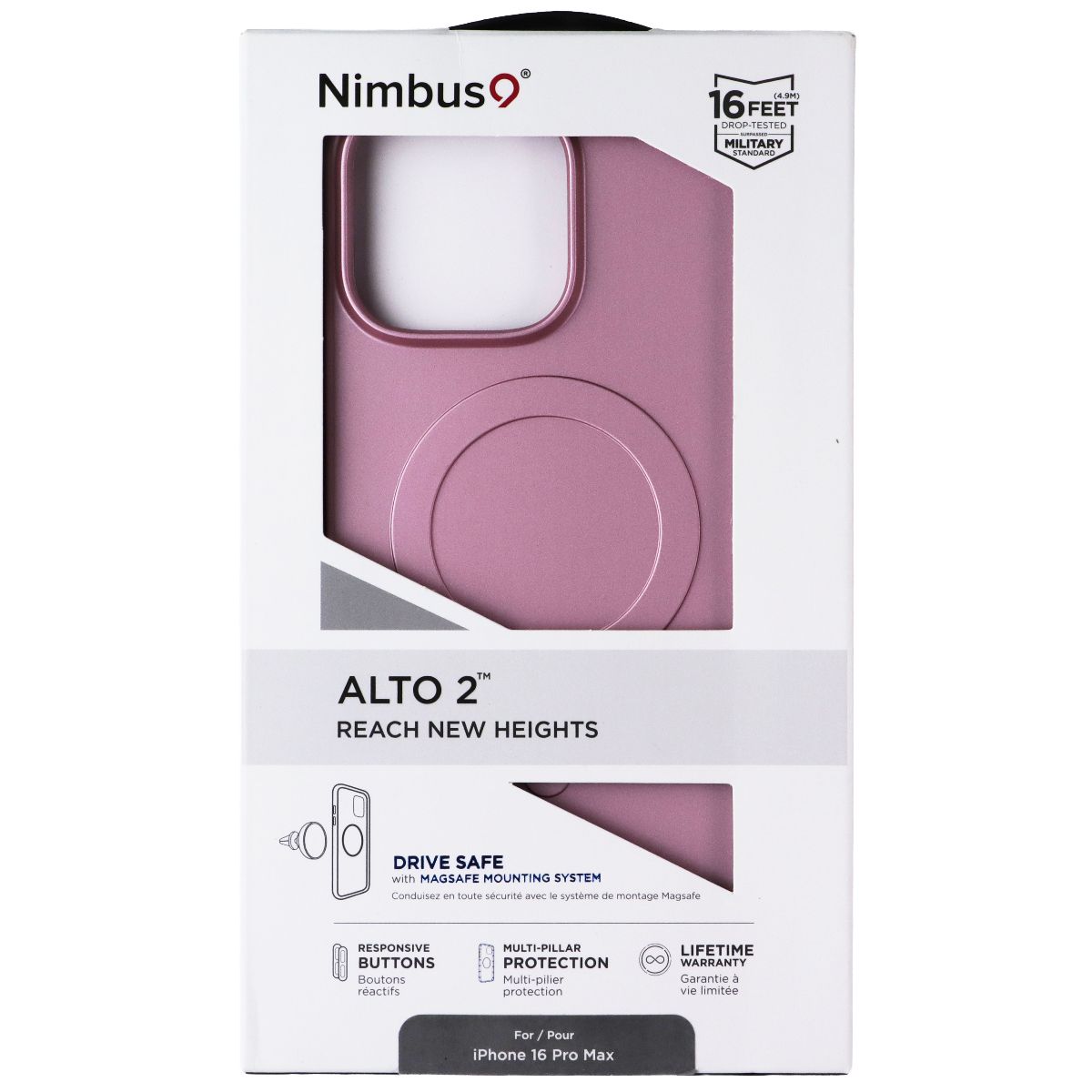 Nimbus9 Alto 2 Series Case for MagSafe for Apple iPhone 16 Pro Max - Pink - New