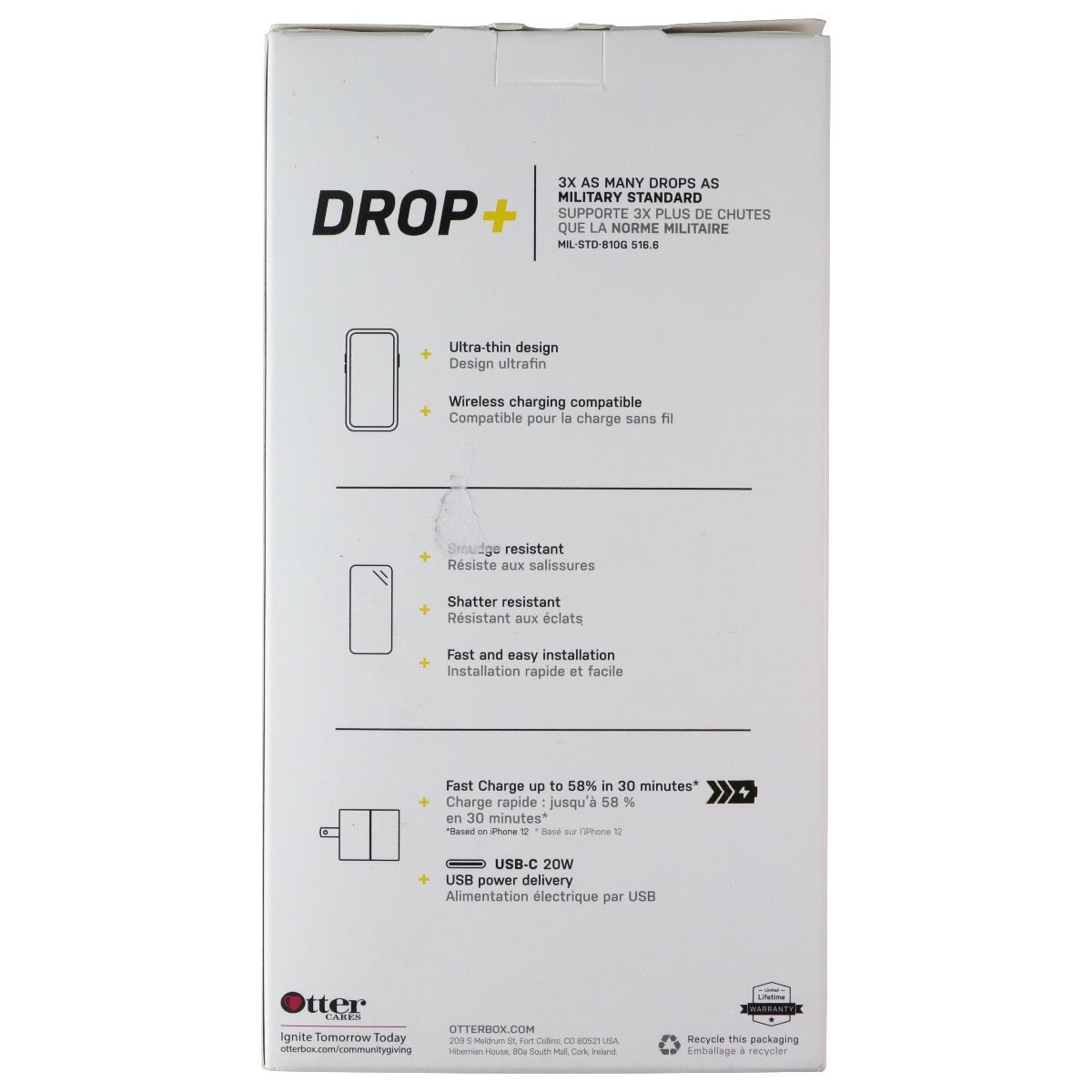 OtterBox Protection + Power Kit iPhone 12/Pro Clear Case & White/Gold Adapter (2)