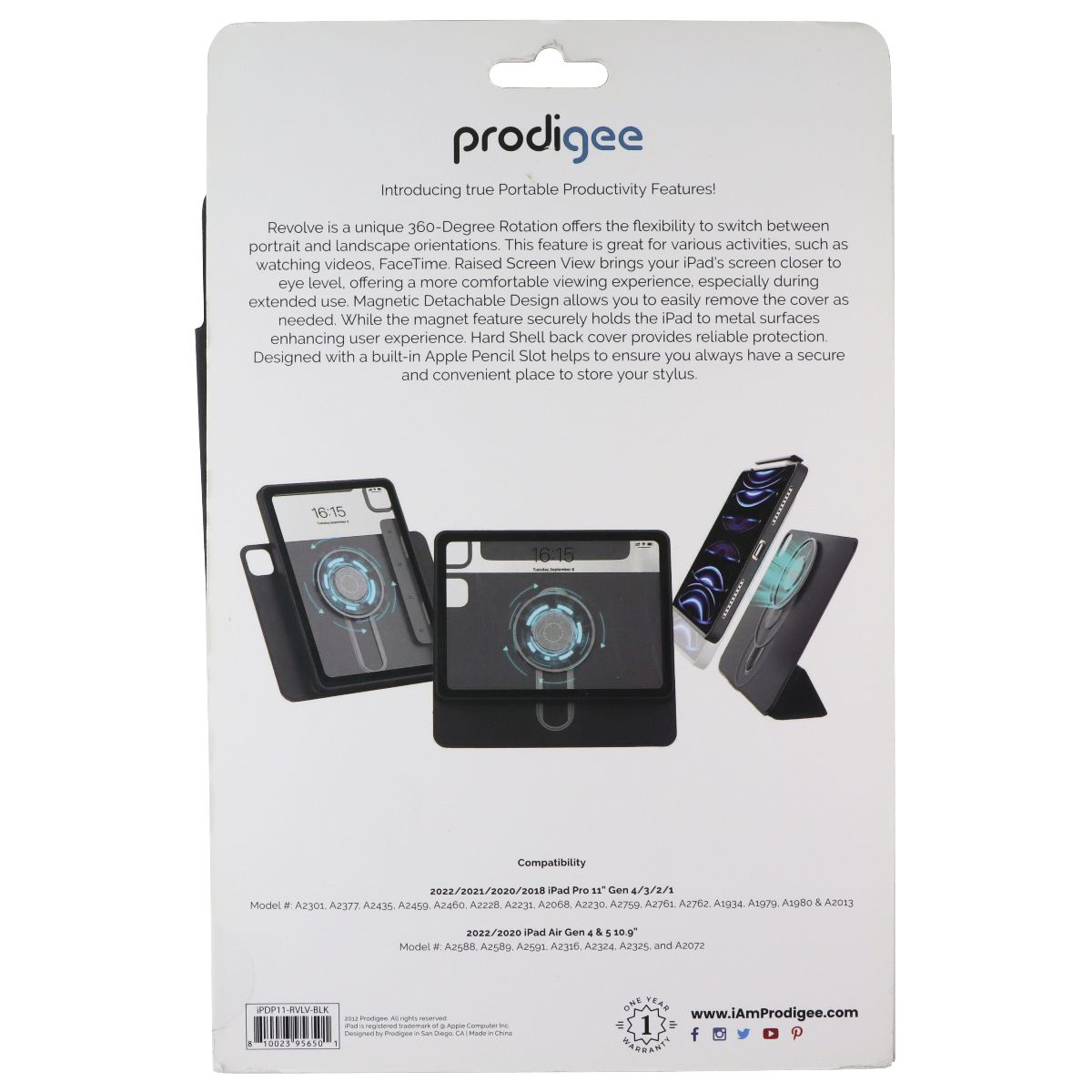 Prodigee Revolve Case/Stand for iPad Air & iPad Pro 11 - Black iPDP11-RVLV-BLK - New (2)