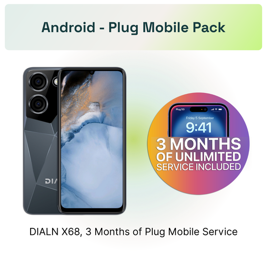 DIALN X68 Android Phone + 3-Month - 20GB Mobile Plan