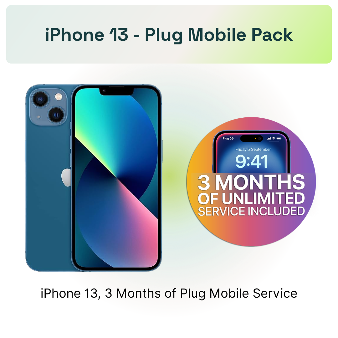 Apple iPhone 13 + 3-Month 20GB Mobile Plan on Plug Pack