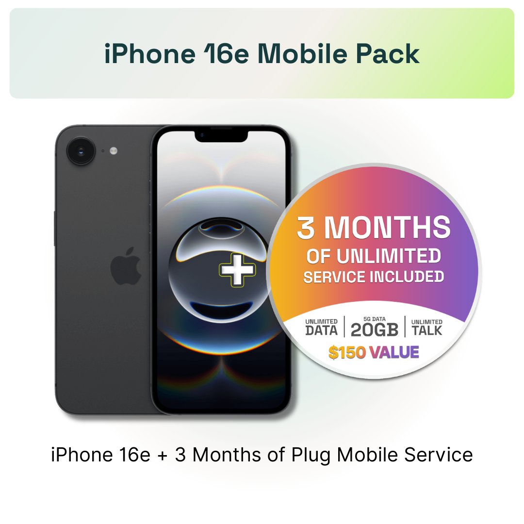 Apple iPhone 16e + 3-Month 20GB Mobile Pack