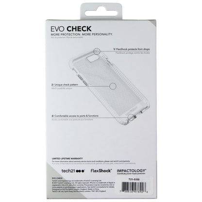 Tech21 Evo Check Series Flexible Gel Case Cover Apple iPhone 8 7 - Clear / White (2)