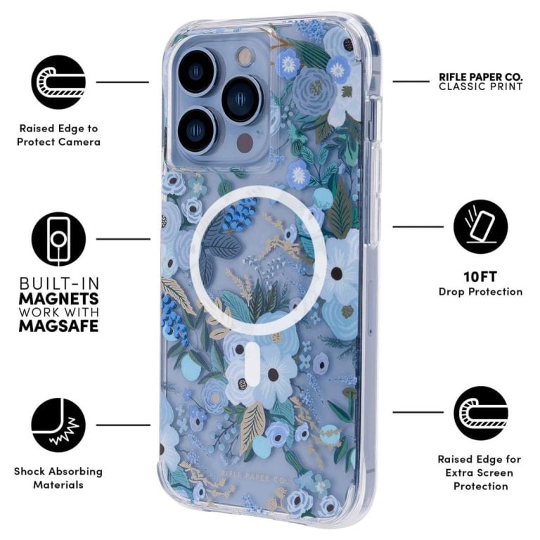 Case-Mate Rifle Paper Co. Case (MagSafe) - Garden Party Blue - iPhone 13 Pro