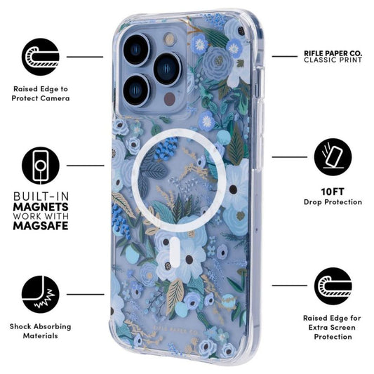 Case-Mate Rifle Paper Co. Case (MagSafe) - Garden Party Blue - iPhone 13 Pro