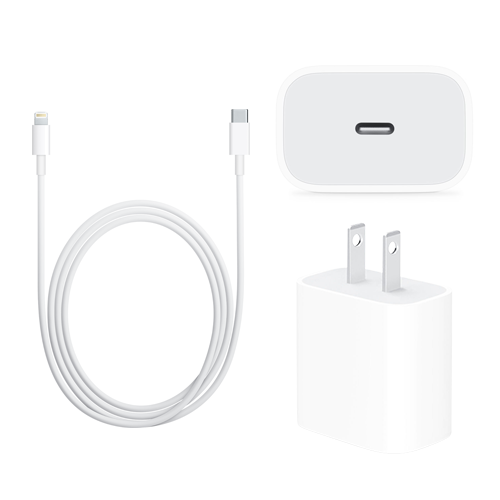 2 pack - Fast Charger Bundle Packs for iPhone, iPad - Type-C to Lightening Cable (1M) + Type C Adapter