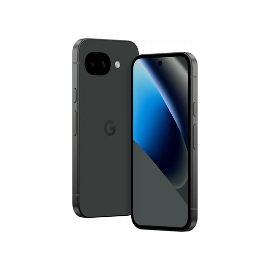 Google Pixel 10a Obsidian angled front and back