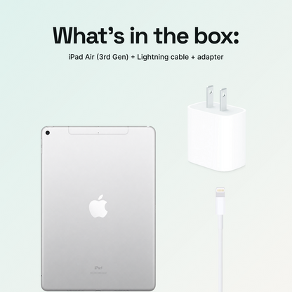 iPad Air 3rd Gen Silver Wi-Fi and Cellular what's in the box