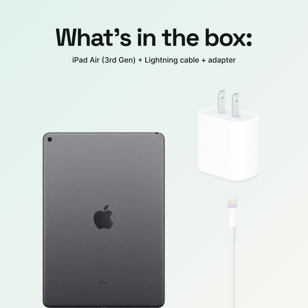 iPad Air 3rd Gen Space Gray Wi-Fi what's in the box