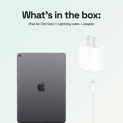 iPad Air 3rd Gen Space Gray Wi-Fi what's in the box