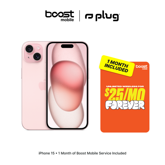 iPhone 15 Connected Pack with one month of Boost Mobile