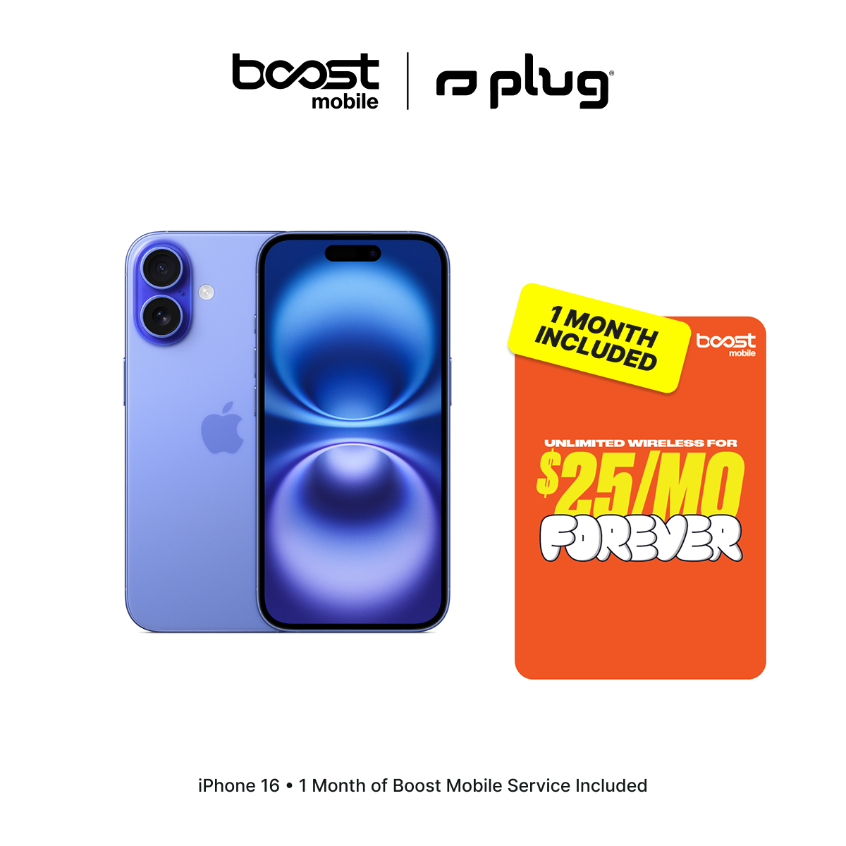 iPhone 16 Connected Pack with one month of Boost Mobile