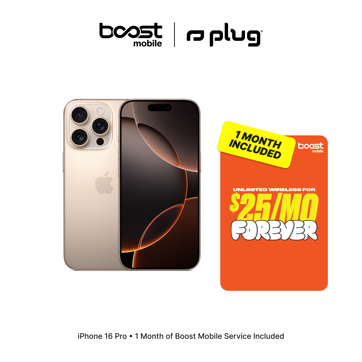 iPhone 16 Pro Connected Pack with one month of Boost Mobile