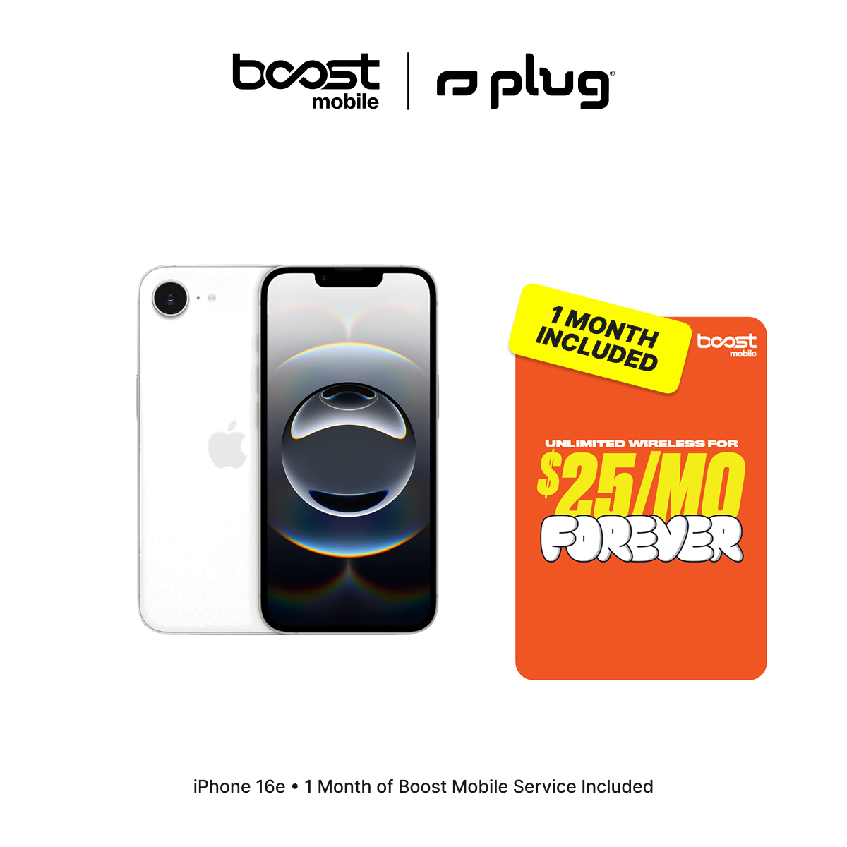 iPhone 16e Connected Pack with one month of Boost Mobile
