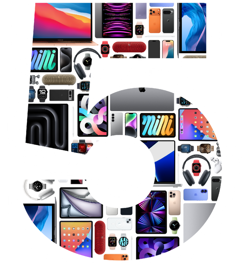 A 5 made of certified pre-owned phones, tablets, laptops, and watches