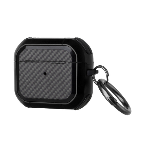 AirPods Pro Case - Carbon Fiber Design With Metal Hook Case Cover - Black