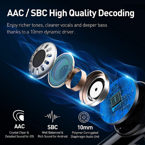 Baseus Active Noise Cancelling Wireless Earbuds with ANC - S1 - Black- AirPods Alternative