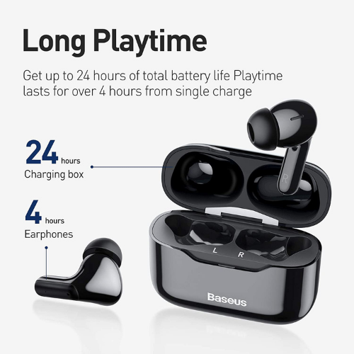 Baseus Active Noise Cancelling Wireless Earbuds with ANC - S1 - Black- AirPods Alternative