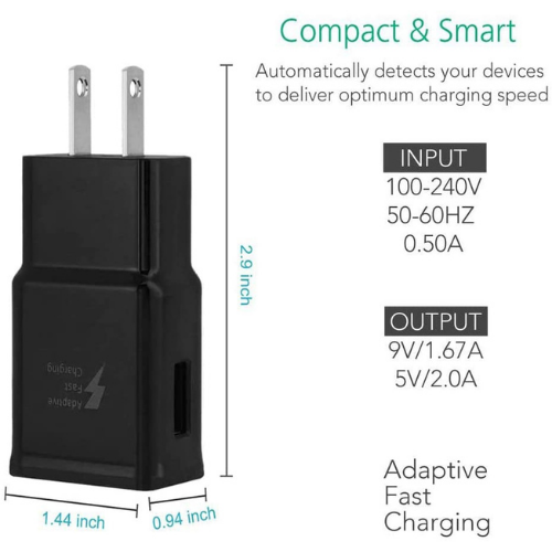 Samsung Adaptive Fast Charging Adapter Quick Charge Charging Block Wall Charger Plug Compatible with Samsung Galaxy (Black)