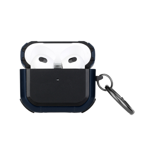 AirPods 3rd Gen Case -Premium Rugged Shockproof Hybrid With Metal Hook Case Cover - Black & Blue