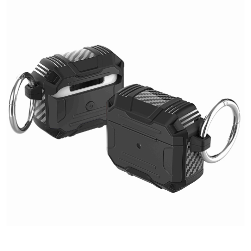 AirPods 3rd Gen Case - Rugged ShockProof Hybrid With Metal Hook Case Cover - Black