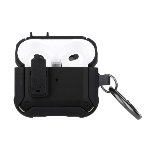 AirPods 3rd Gen Case - Switch Closure Premium Ultra ShockProof Hybrid With Metal Hook Case Cover - Black+Black
