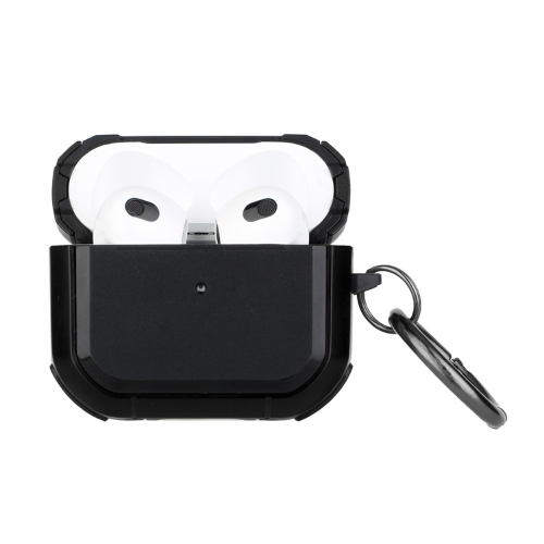 AirPods 2nd Gen Case - Premium Rugged ShockProof Hybrid With Metal Hook Case Cover- Black+Black