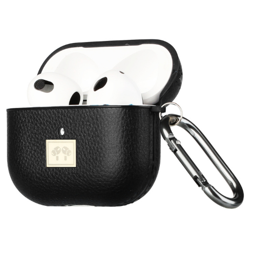 AirPods 3rd Gen Case - Leather Grain Textured TPU Cover Case - Black