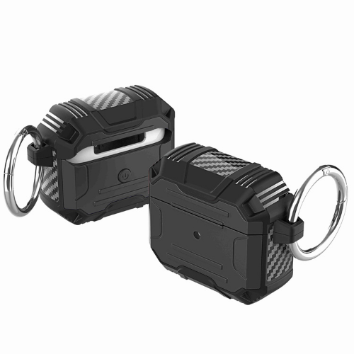 AirPods Pro Case - Rugged ShockProof Hybrid With Metal Hook Case Cover - Black