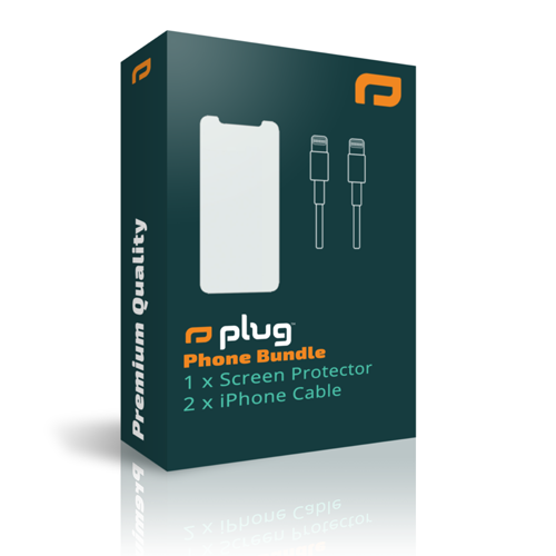 Plug Phone Bundle - 1x PREINSTALLED Screen Protector + Extra iPhone Cable - Plug.tech